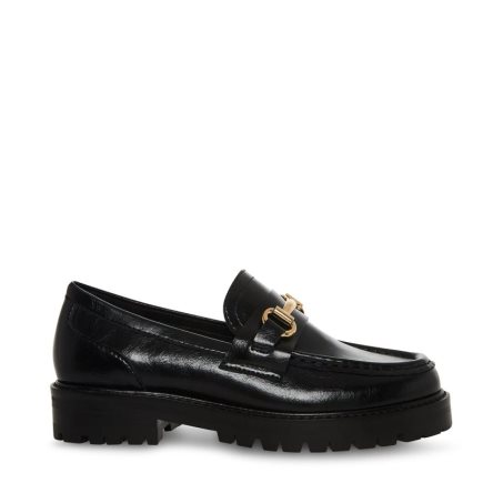 Black Steve Madden Mistor Leather Women's Loafers | PH 9160S16Q